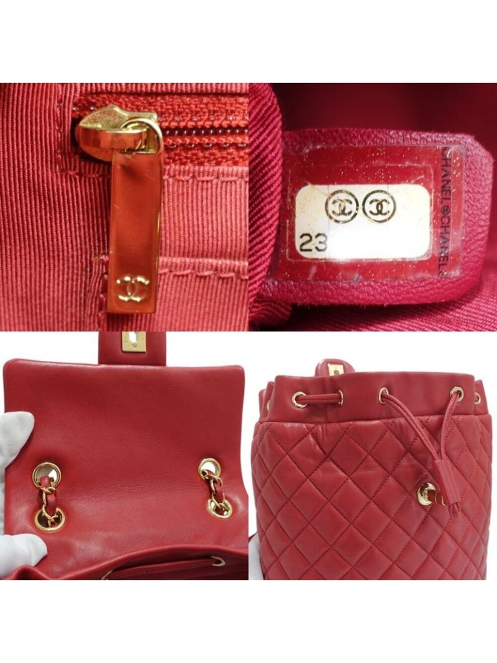 Chanel Quilted Backpack Rucksack Lambskin Leather Red Series - Picture 8 of 9